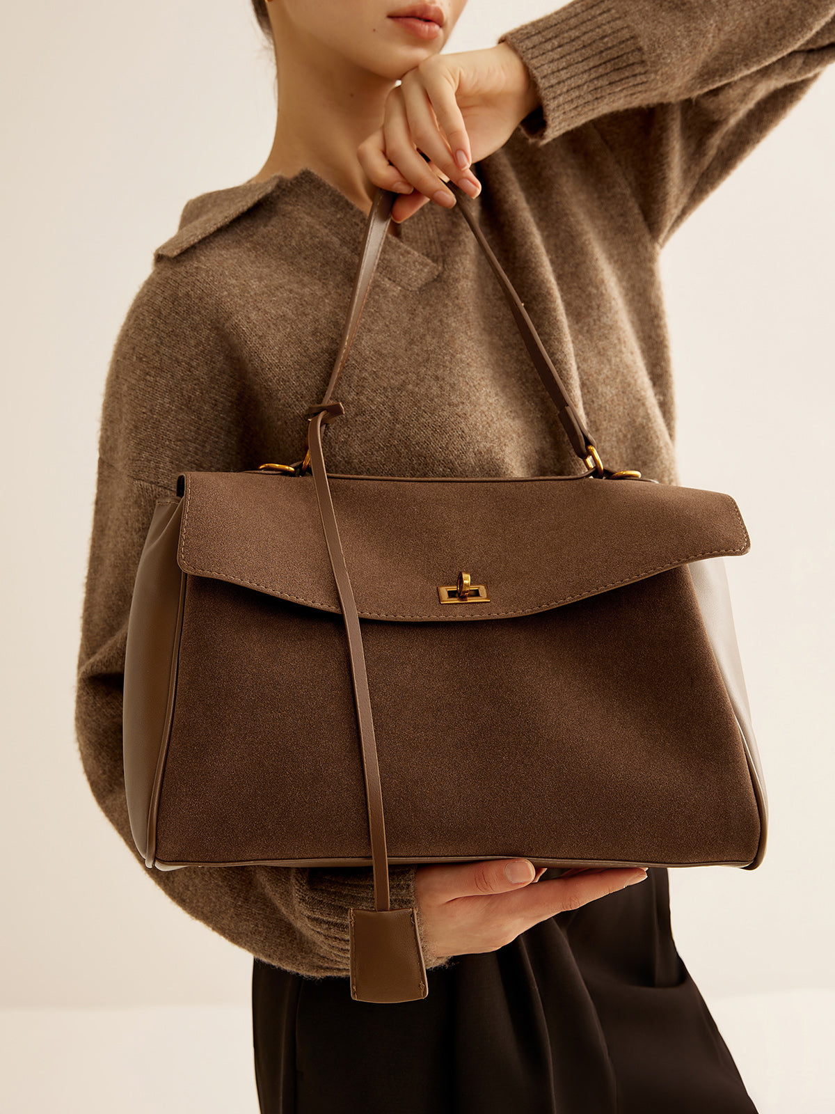 Spacious Flap Shoulder Bag