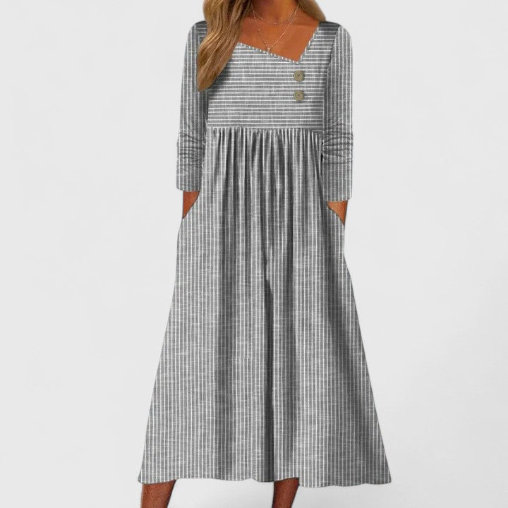 Elegant Midi Button Dress