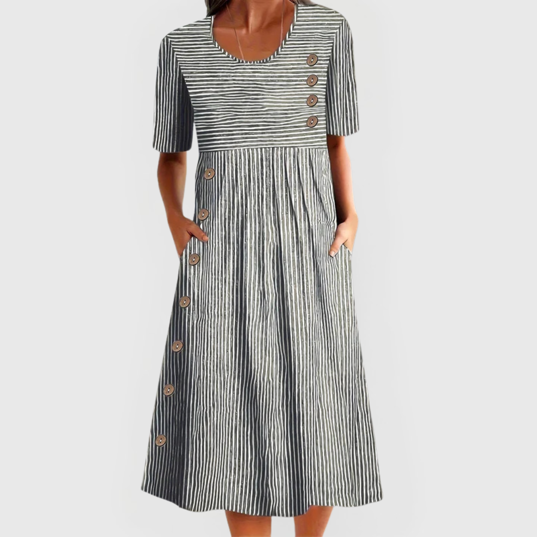 Striped Midi Button Dress