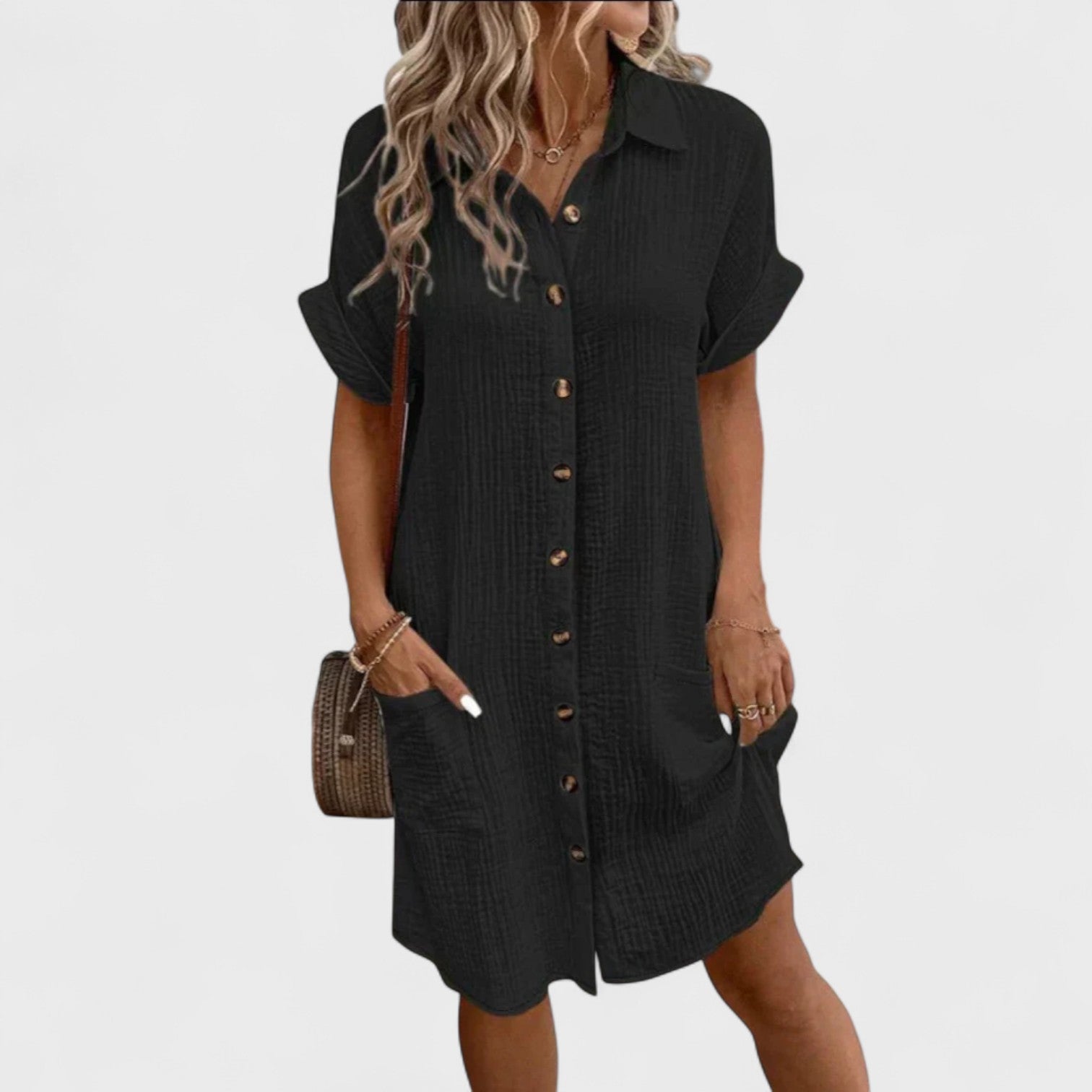 Retro Cotton Linen Shirt Dress