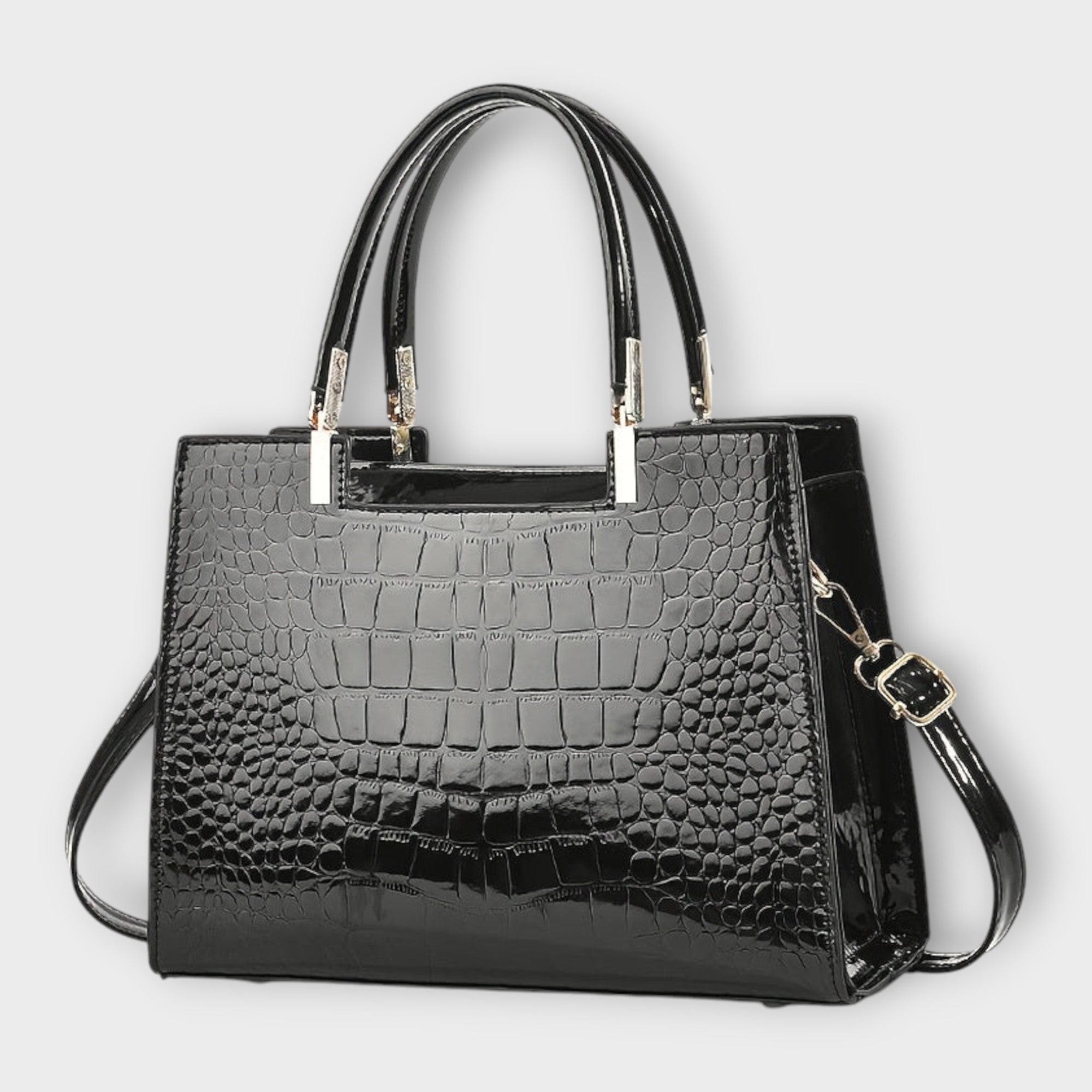 Crocodile Texture Glossy Handbag