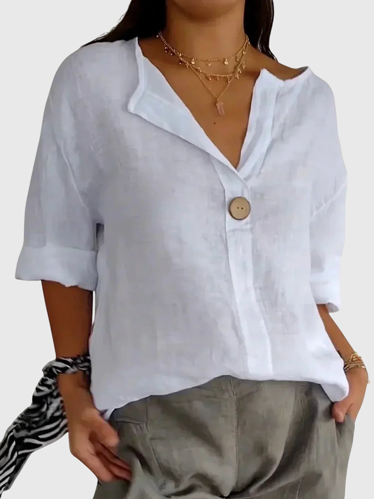 Elegant Ease Button Blouse