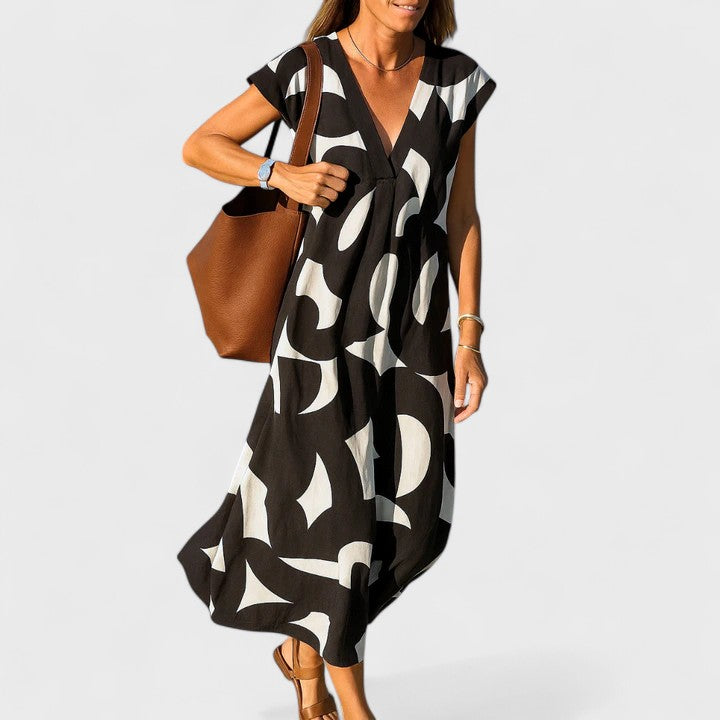 Elegant V-Neck Flow Dress