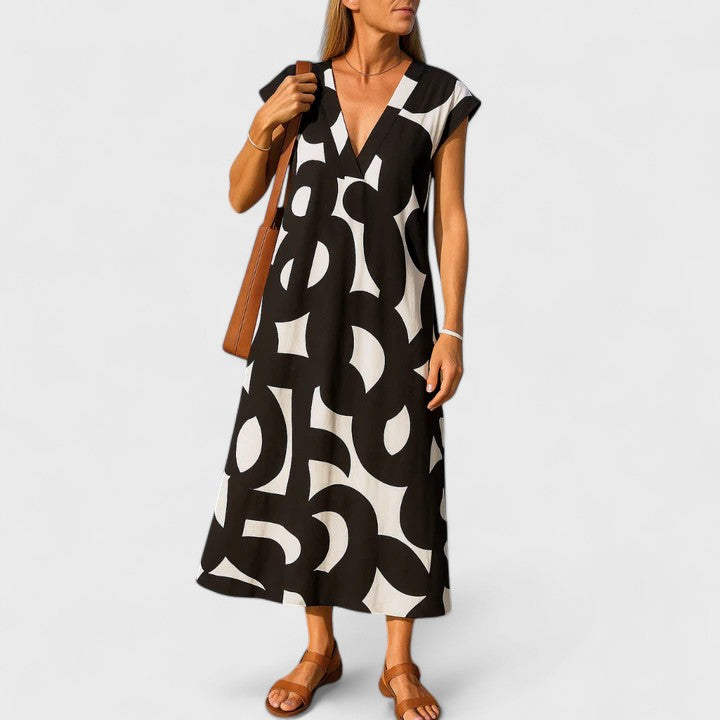 Elegant V-Neck Flow Dress