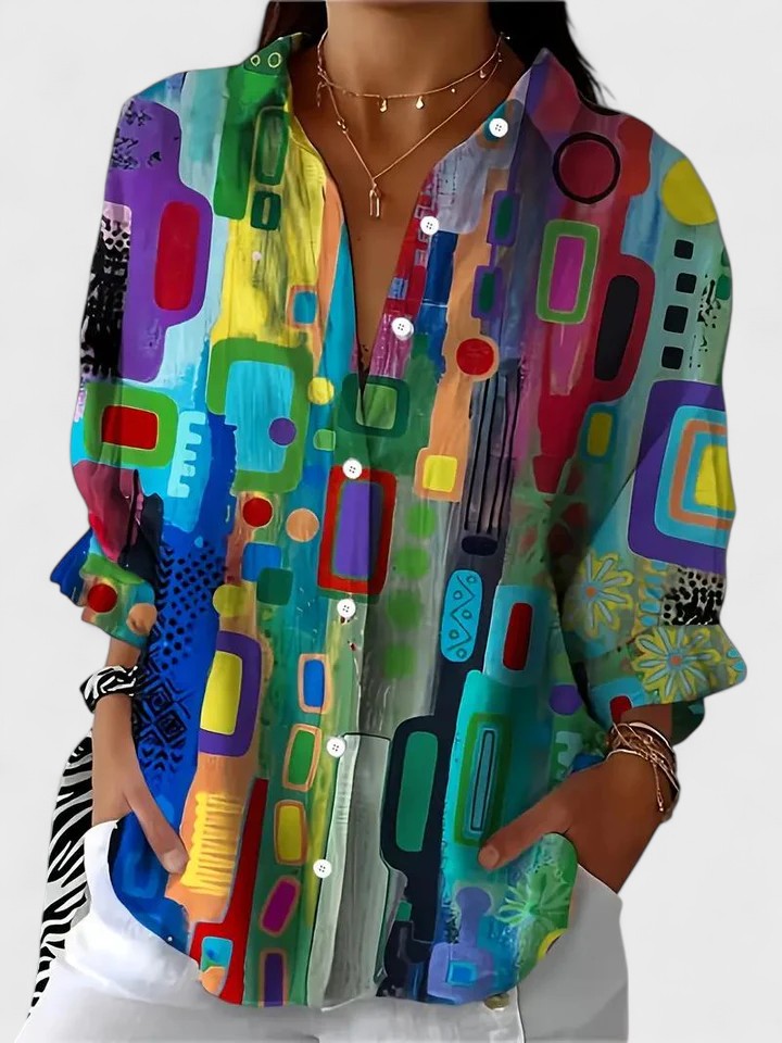 Chic Geometric Design Blouse